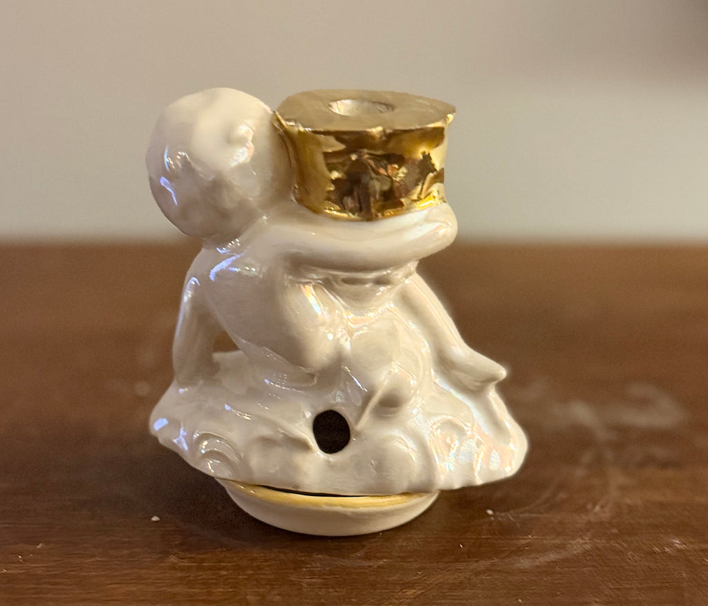 Tiny Gold Cherub  Incense cone burner