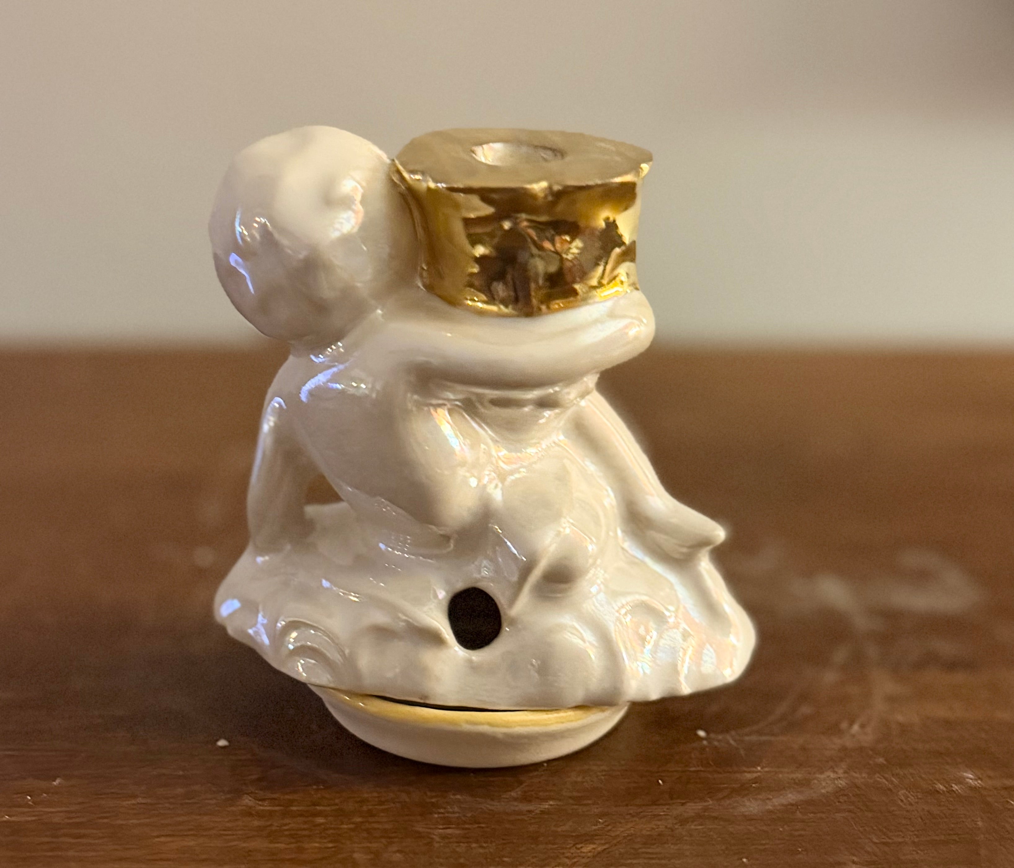 Tiny Gold Cherub  Incense cone burner