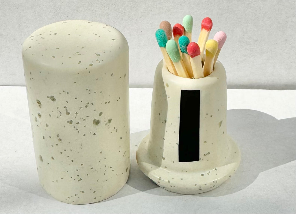 Ceramic Matchstick Holder, handmade, pink, rose, sea salt, speckled blue