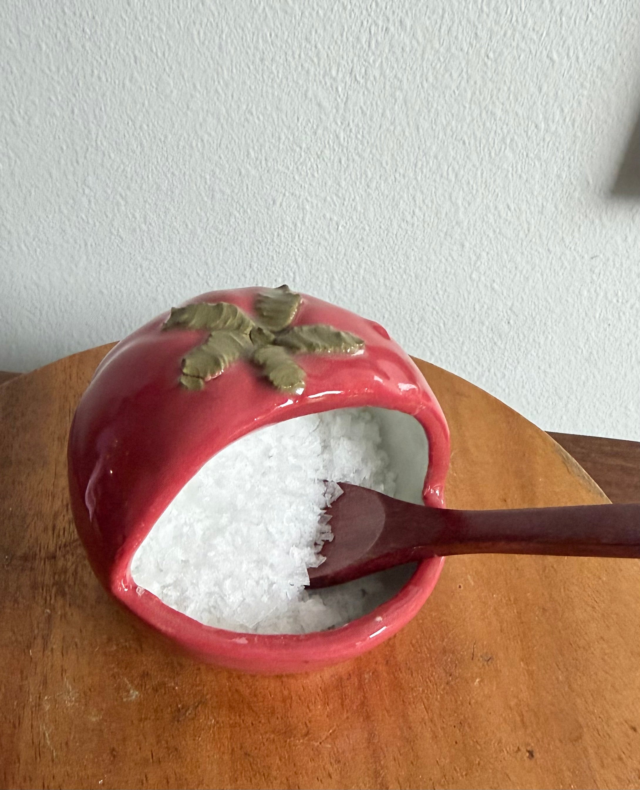 Ceramic Tomato Salt Cellar, Salt Pig