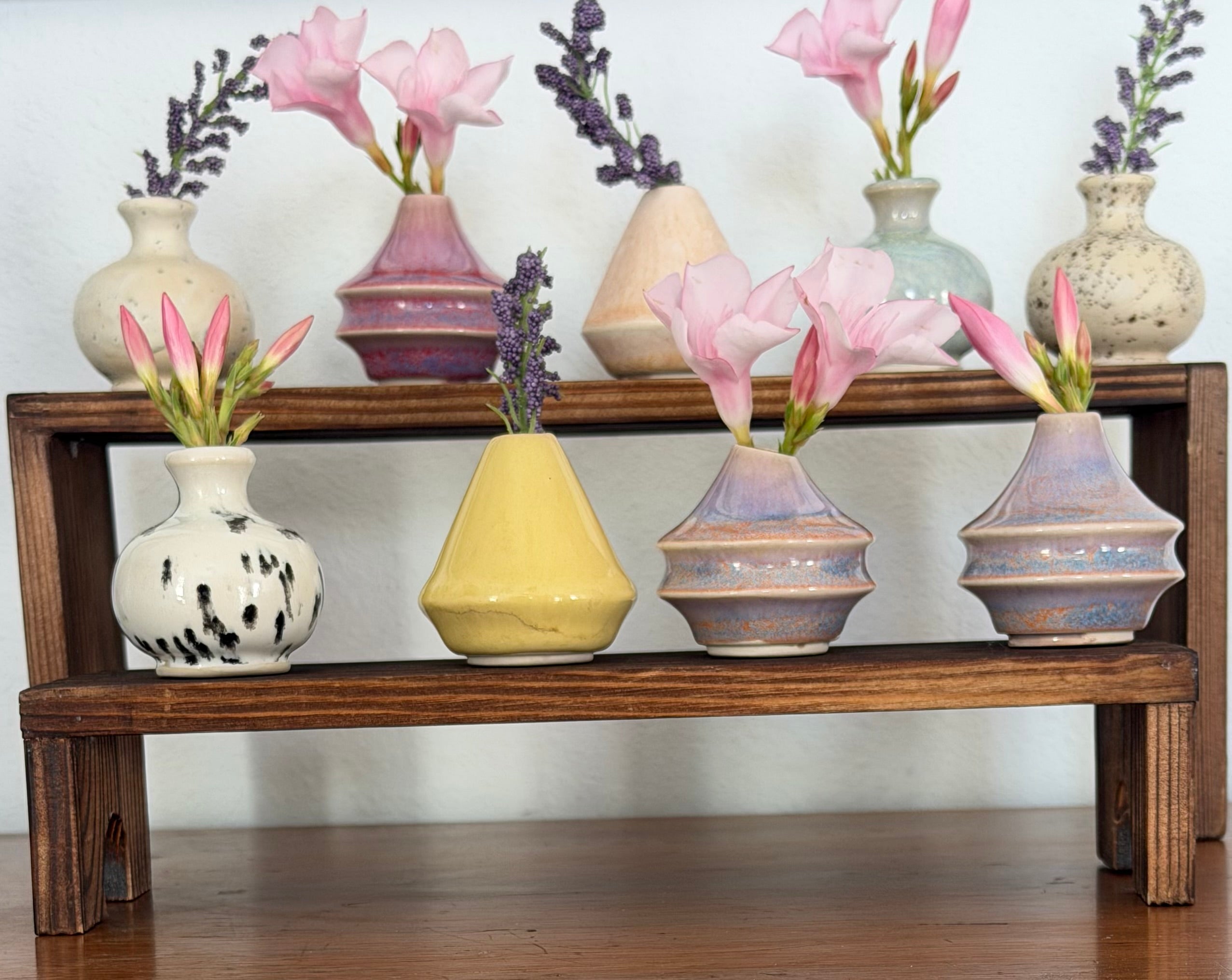Tiny Ceramic bud vase, perfume bottle, potion bottle, with cork