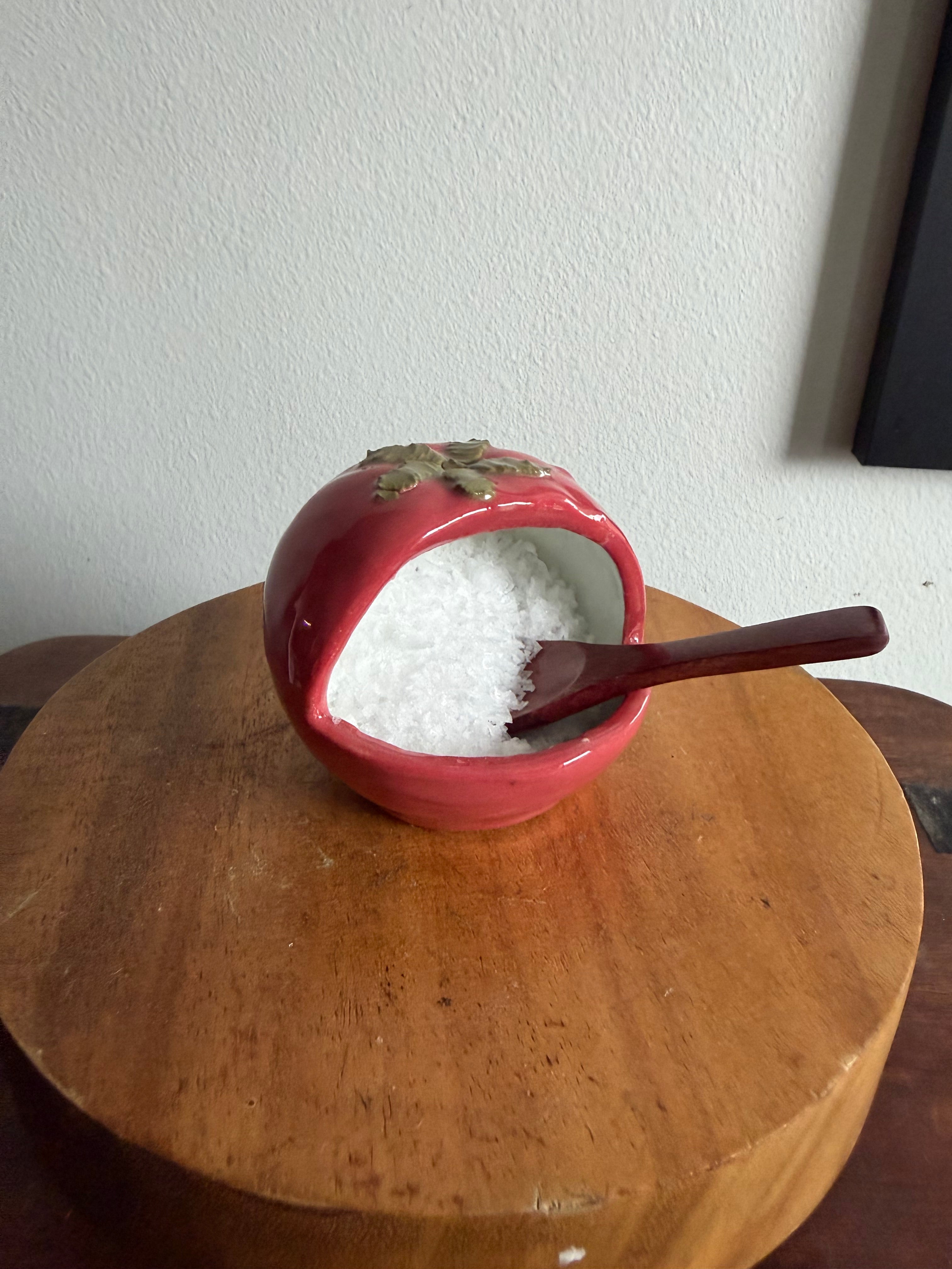Ceramic Tomato Salt Cellar, Salt Pig