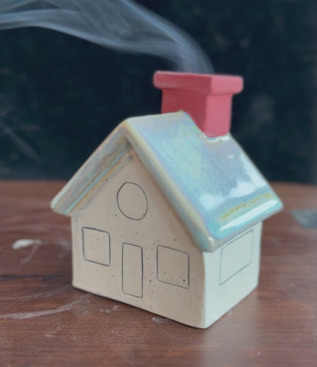 Tiny House  Incense cone burner blue